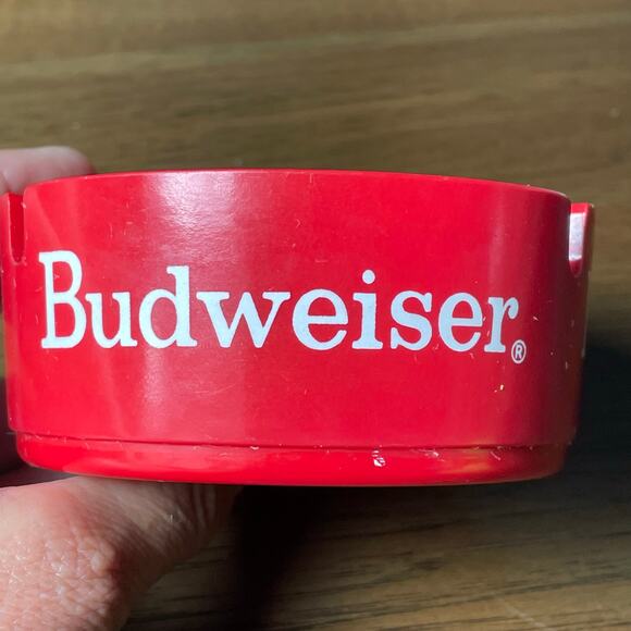 Vintage Budweiser Beer Ashtray Red Plastic 1980s Bar Bud Advertisement American - Picture 12 of 16